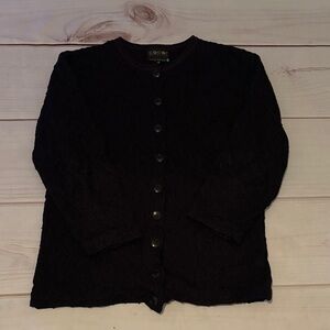 Coogi sweater cardigan black vintage cotton small women chunky knit fall rare